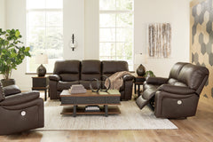 Best Furniture Outlet - Ashley Furniture - Leesworth Power Reclining Sofa, Loveseat and Recliner - Power Reclining Sofa, Loveseat and Recliner / Dark Brown - U43808U2