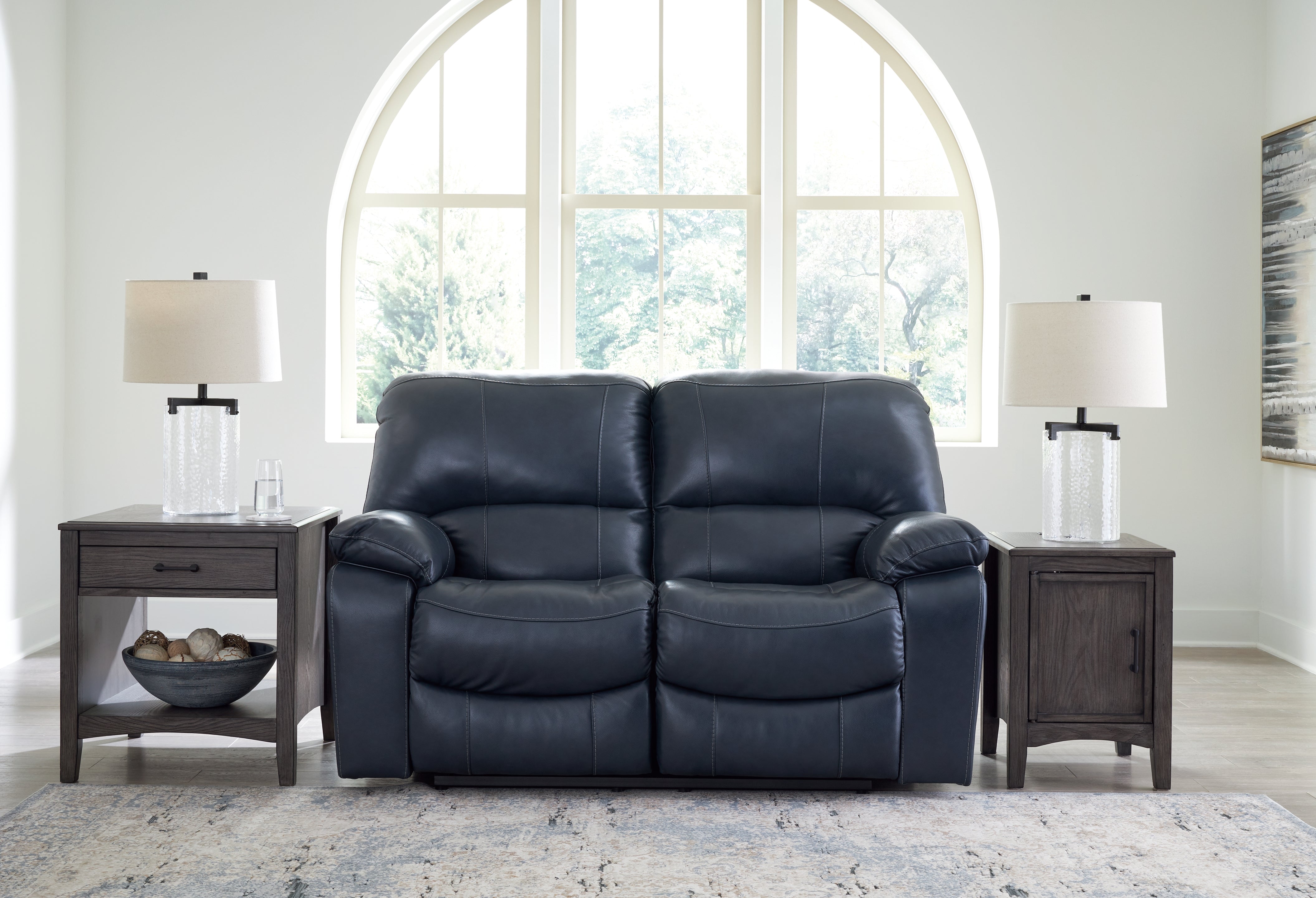Best Furniture Outlet - Ashley Furniture - Leesworth Living Room - Reclining Power Loveseat / Ocean - U4380974