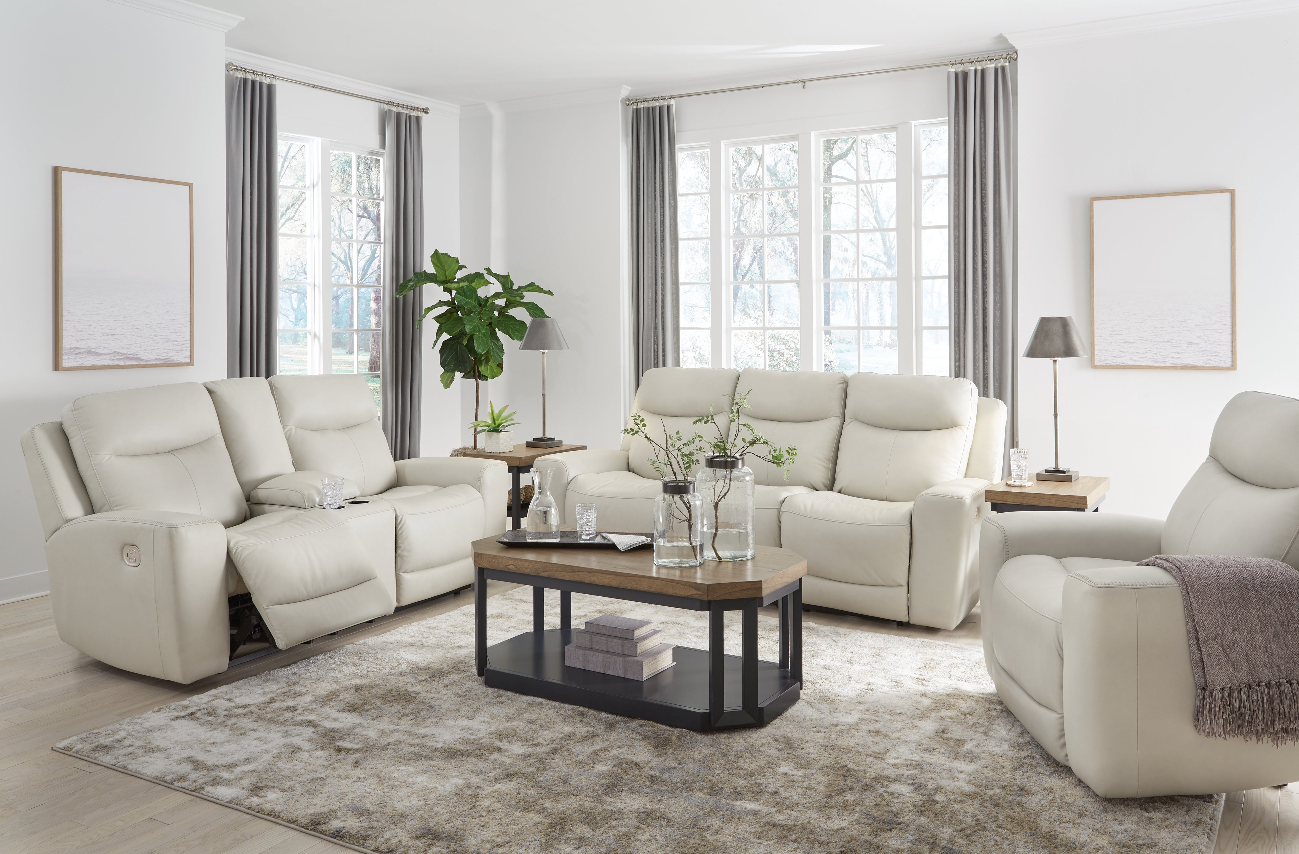 Best Furniture Outlet - Ashley Furniture - Mindanao Power Reclining Sofa, Loveseat and Recliner - Power Reclining Sofa, Loveseat and Recliner - U59505U2