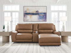 Best Furniture Outlet - Ashley Furniture - DeepWakes Sectional - 3-Piece Power Reclining Sectional with Chaise / Caramel - PCU62606S4