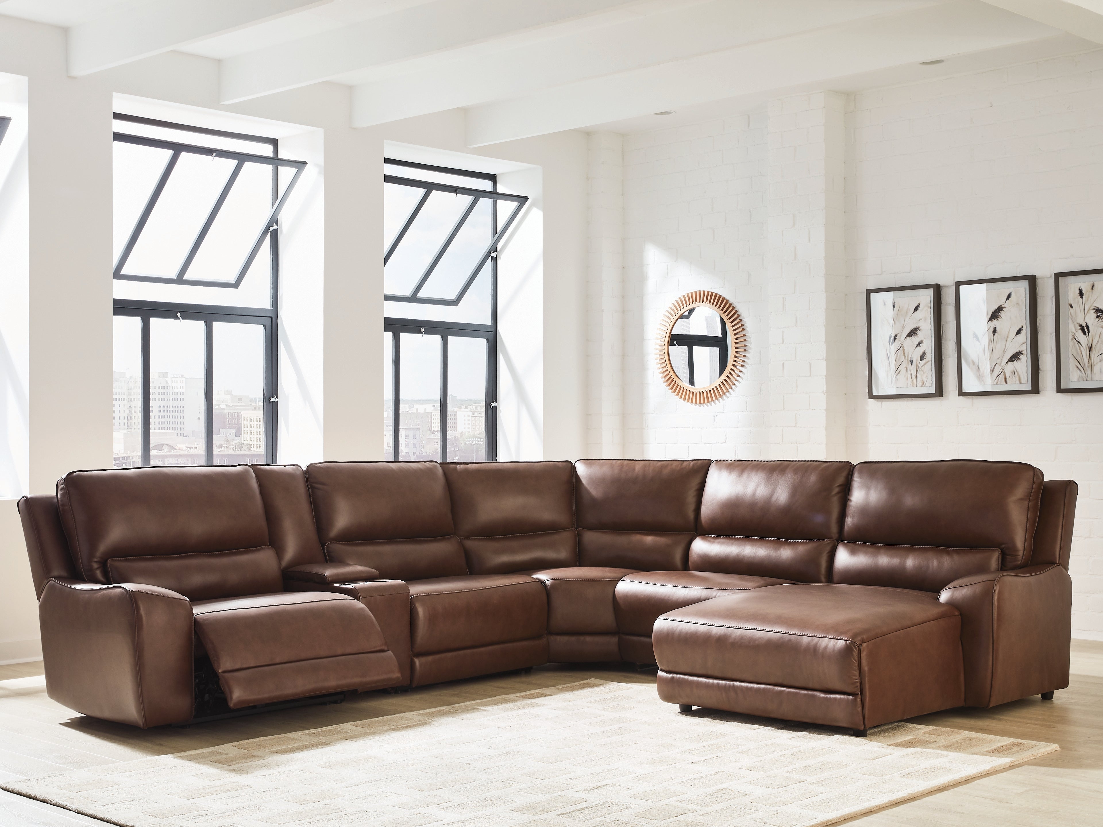 Best Furniture Outlet - Ashley Furniture - DeepWakes Sectional - 6-Piece Power Reclining Sectional with Chaise / Canyon - PCU62607S6