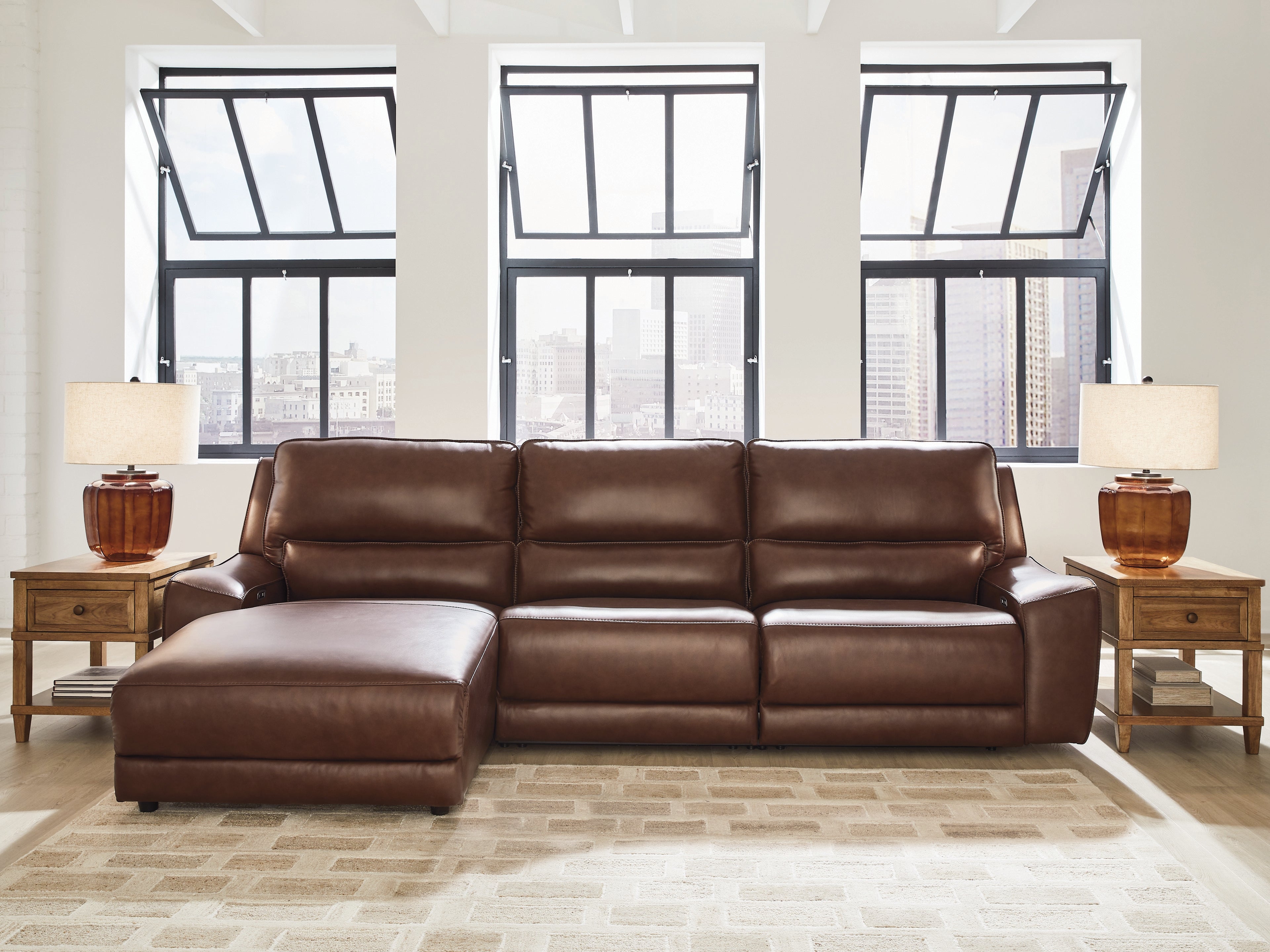 Best Furniture Outlet - Ashley Furniture - DeepWakes Sectional - 3-Piece Reclining Sofa Chaise / Canyon - PCU62607S23