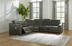 Best Furniture Outlet - Ashley Furniture - Center Line Sectional - 5-Piece Power Reclining Sectional / Dark Gray - U63404S3