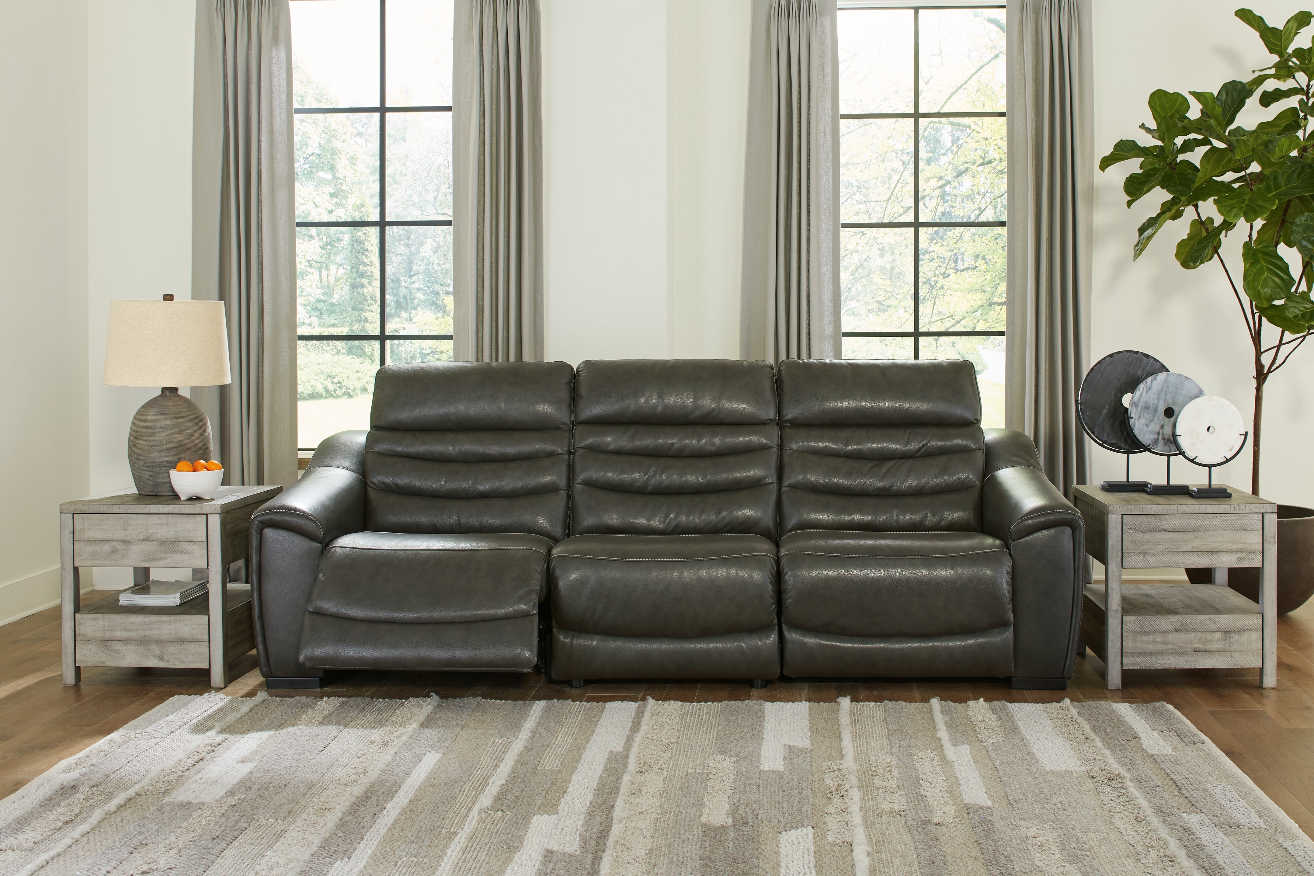 Best Furniture Outlet - Ashley Furniture - Center Line Sectional - 3-Piece Power Reclining Sectional Sofa / Dark Gray - U63404S5