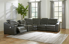 Best Furniture Outlet - Ashley Furniture - Center Line Sectional - 3-Piece Power Reclining Sectional Sofa / Dark Gray - U63404S5