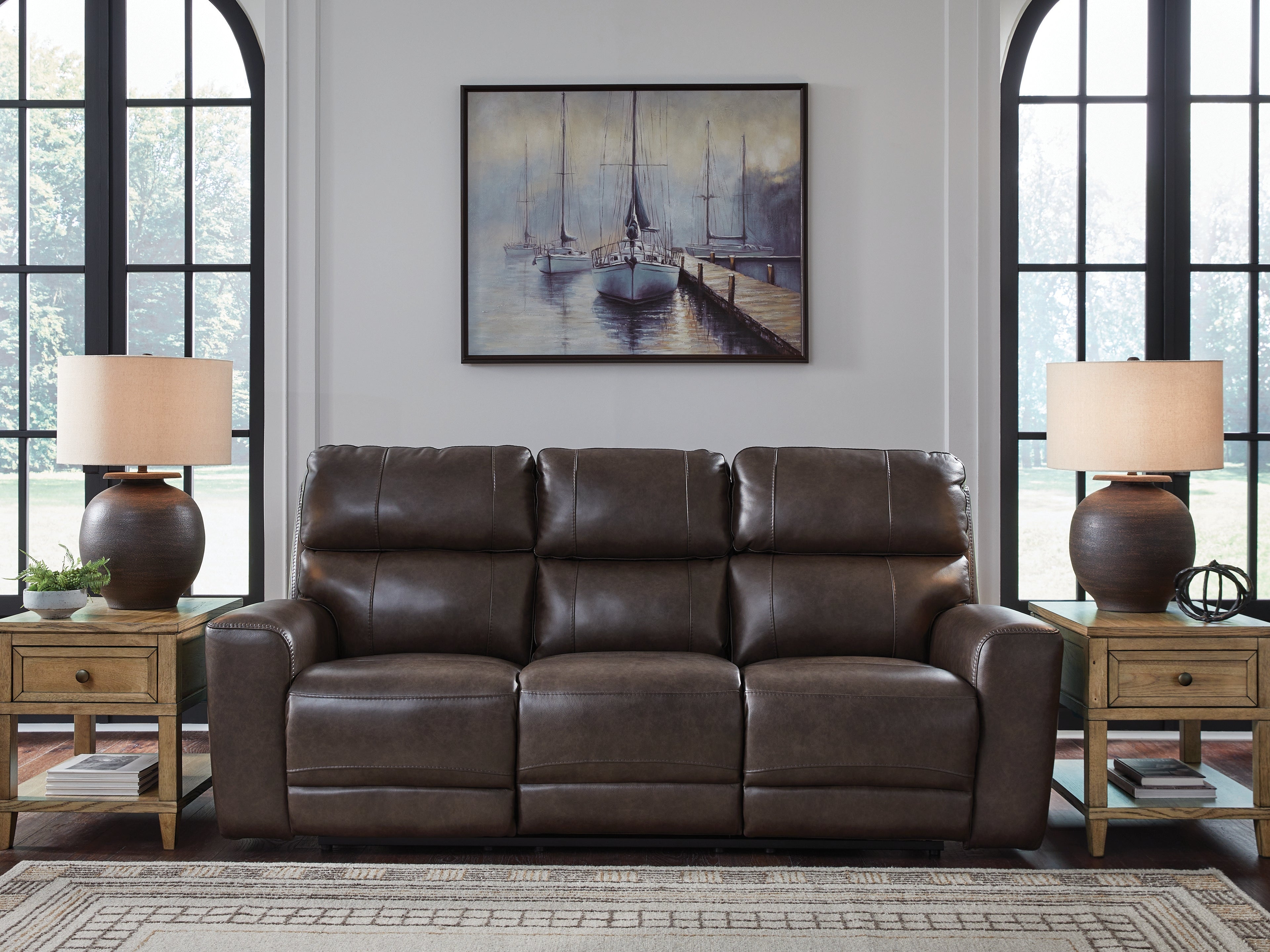 Best Furniture Outlet - Ashley Furniture - Crossplex Living Room - PWR REC Sofa with ADJ Headrest / Smoke - PCU6450615