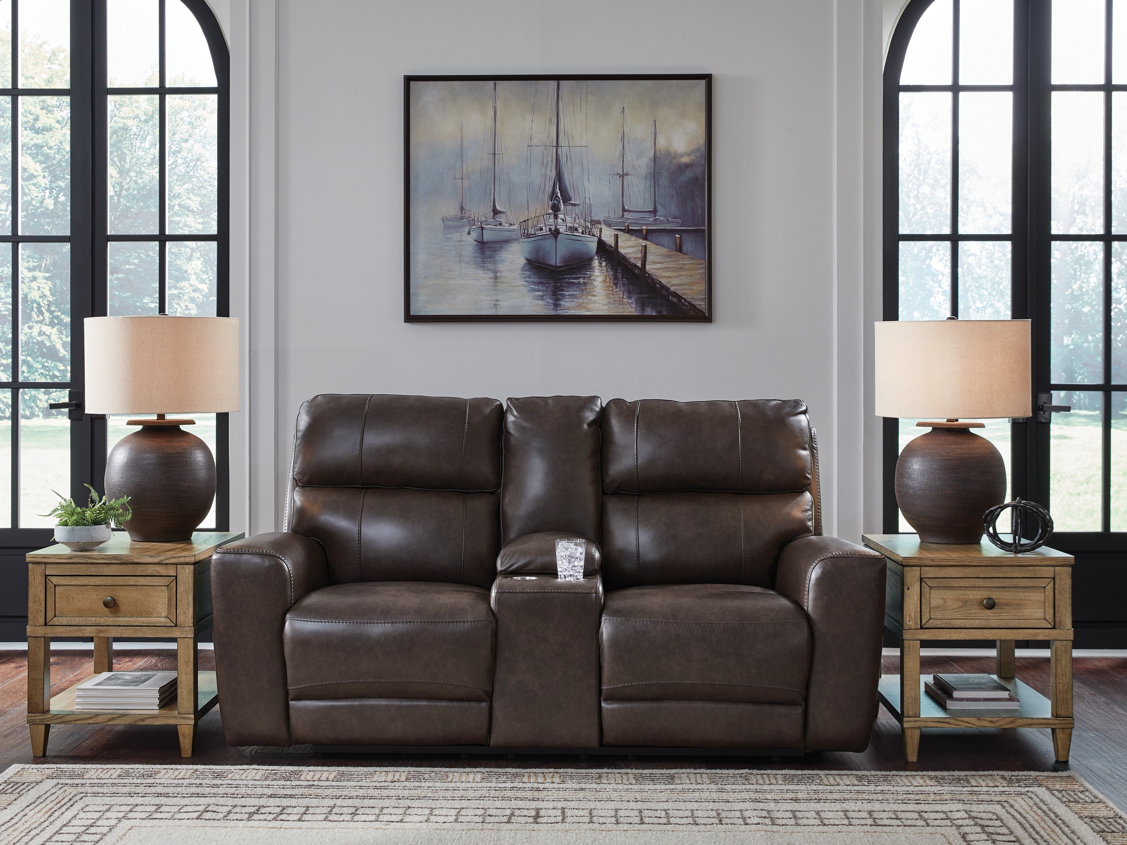 Best Furniture Outlet - Ashley Furniture - Crossplex Living Room - PWR Recliner/ADJ Headrest / Smoke - PCU6450613