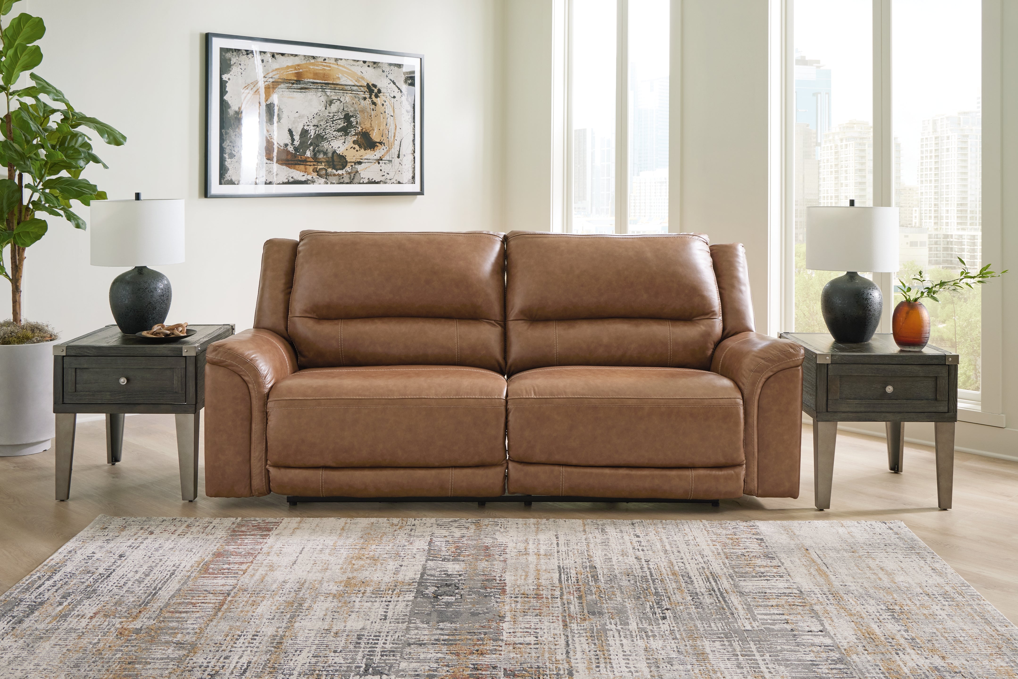 Best Furniture Outlet - Ashley Furniture - Trasimeno Living Room - PWR Recliner/ADJ Headrest / Caramel - U8281513