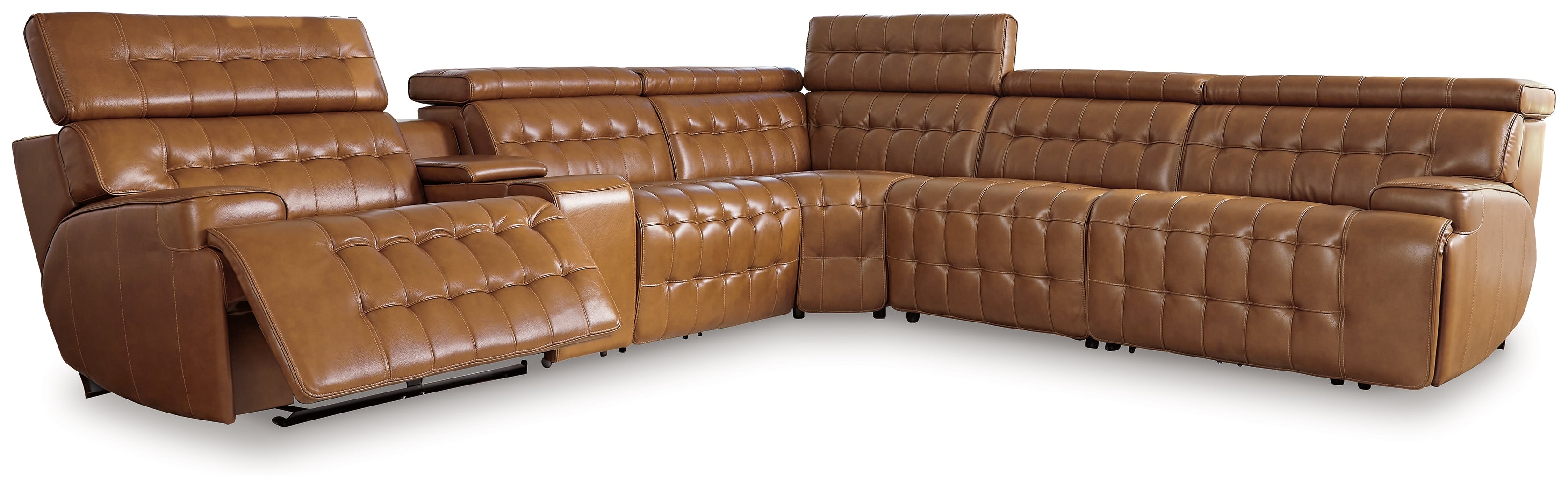 Best Furniture Outlet - Ashley Furniture - Temmpton Sectional - 3-Piece Power Reclining Sectional Sofa / Chocolate - U92708S3