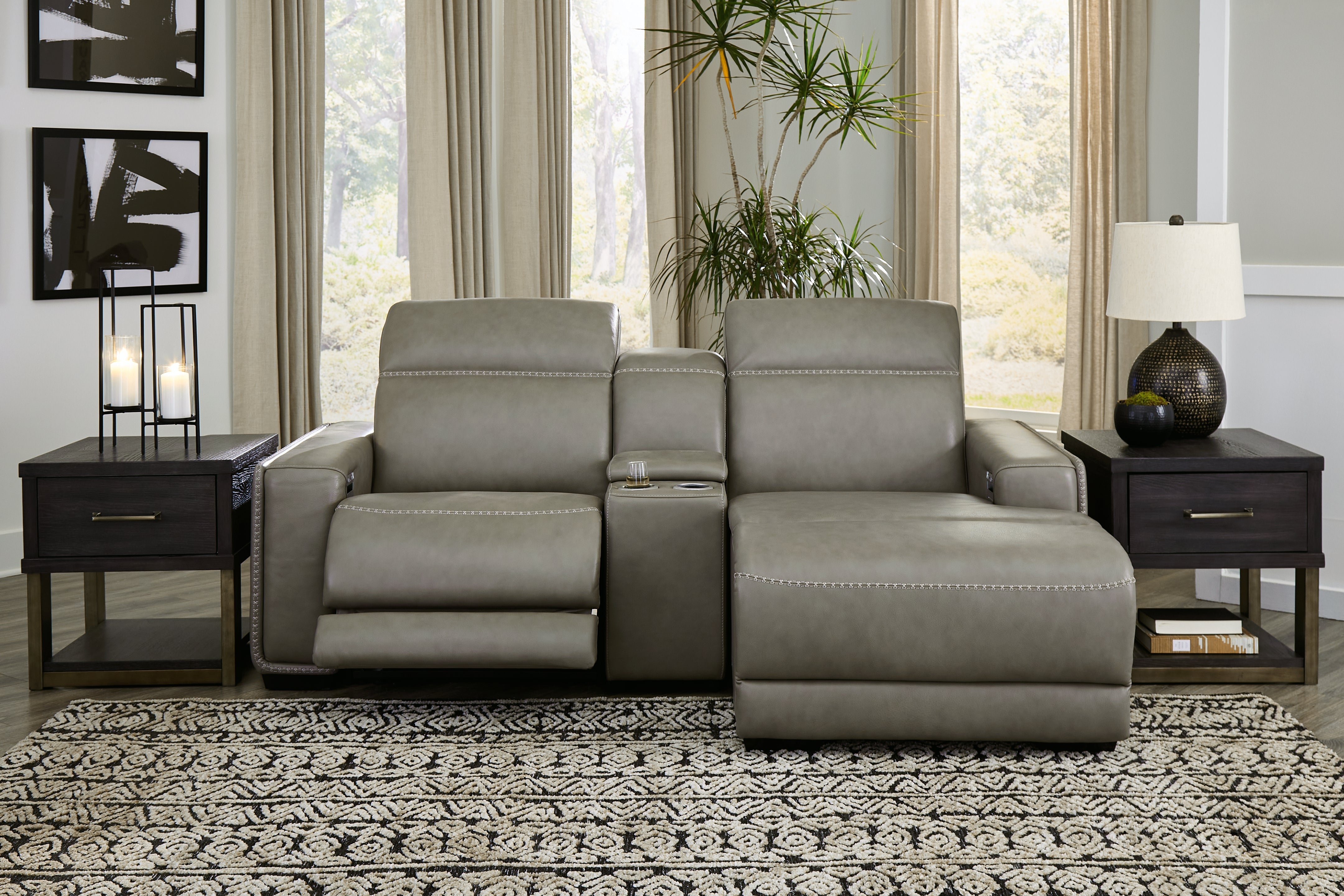 Best Furniture Outlet - Ashley Furniture - Correze Sectional - 3-Piece Power Reclining Sectional with Chaise / Gray - U94202S11