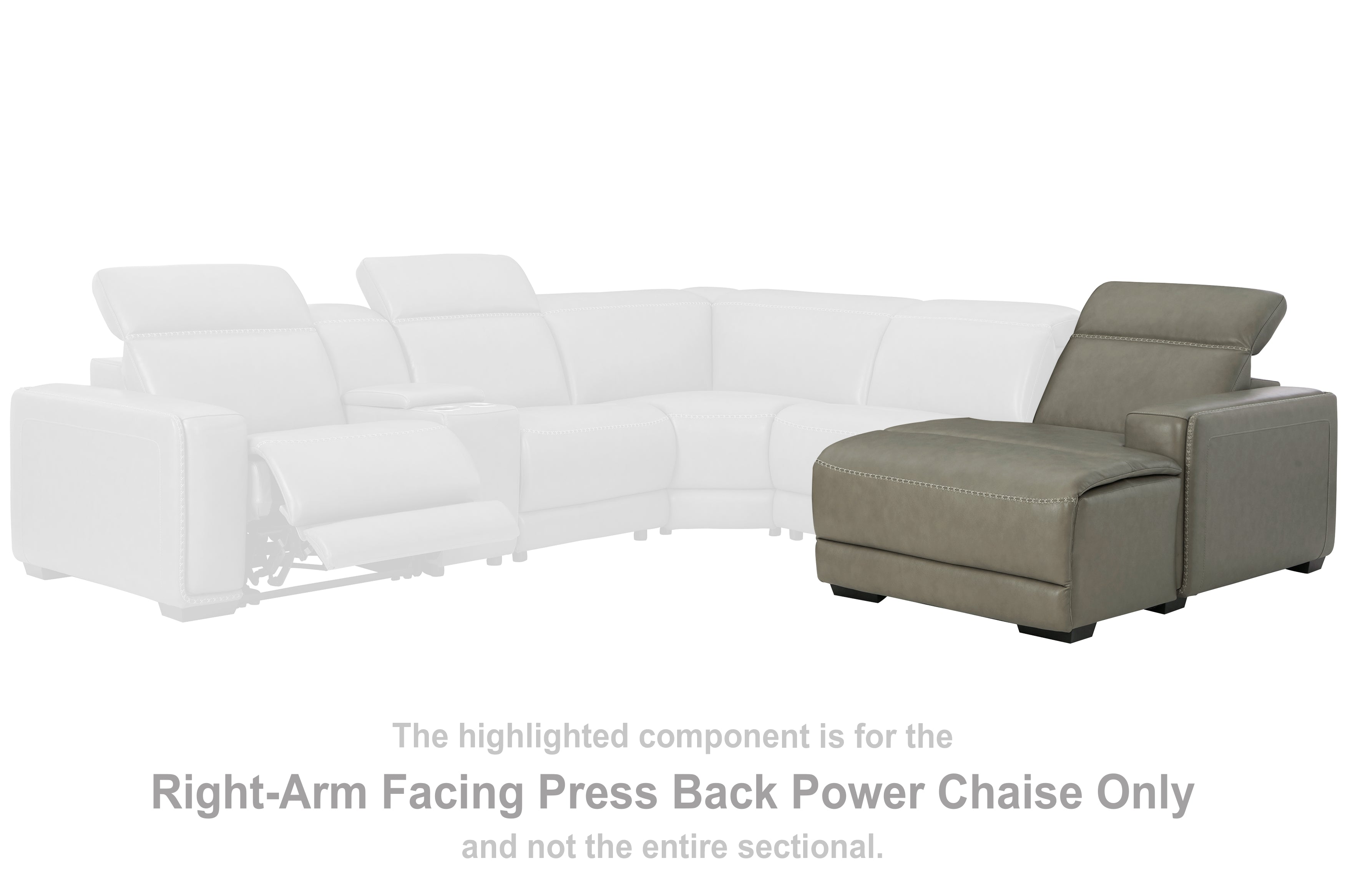 Best Furniture Outlet - Ashley Furniture - Correze Sectional - RAF PWR Reclining Back Chaise / Gray - U9420297