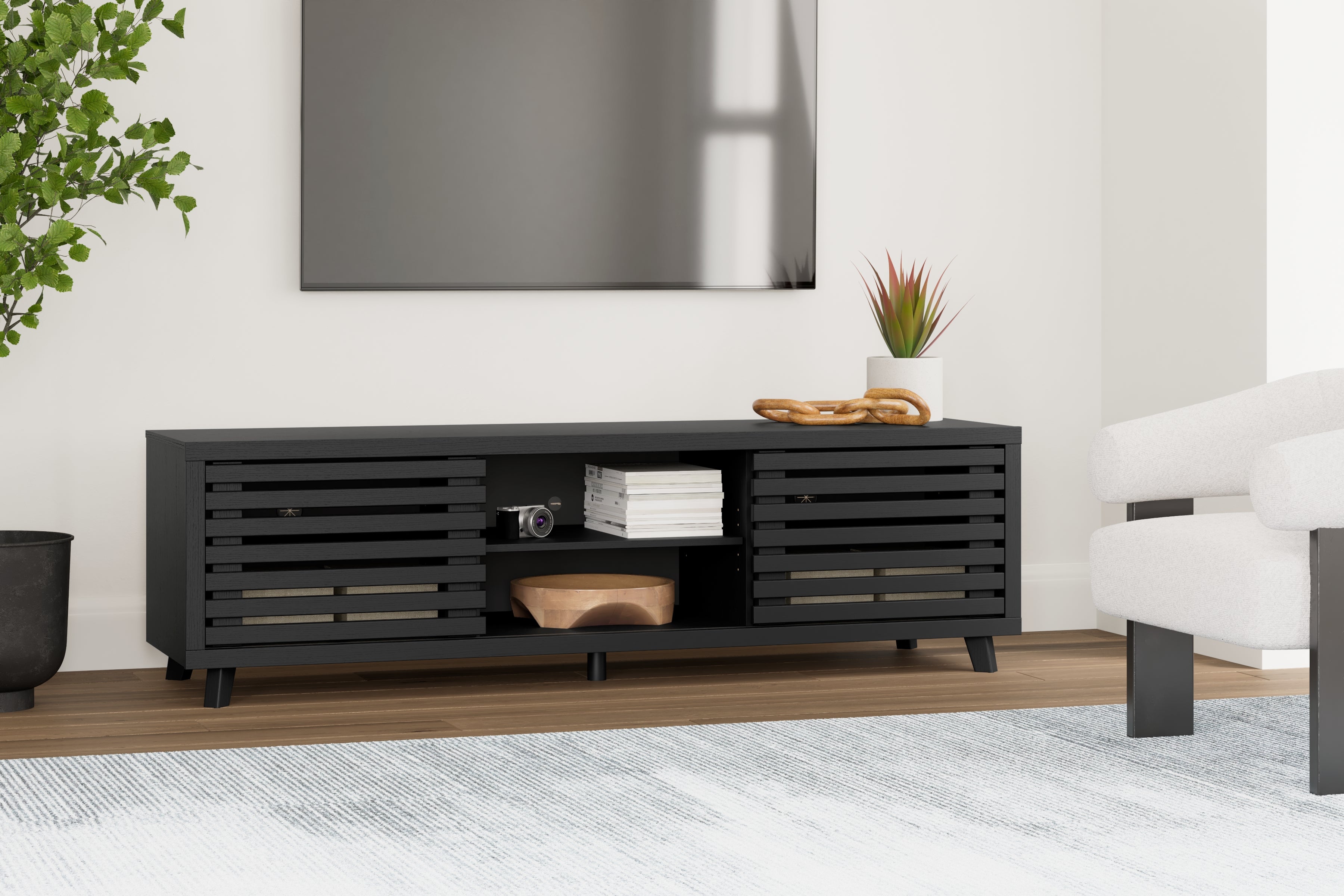 Best Furniture Outlet - Ashley Furniture - Danziar TV Stand - 72" / Black - W1013-68