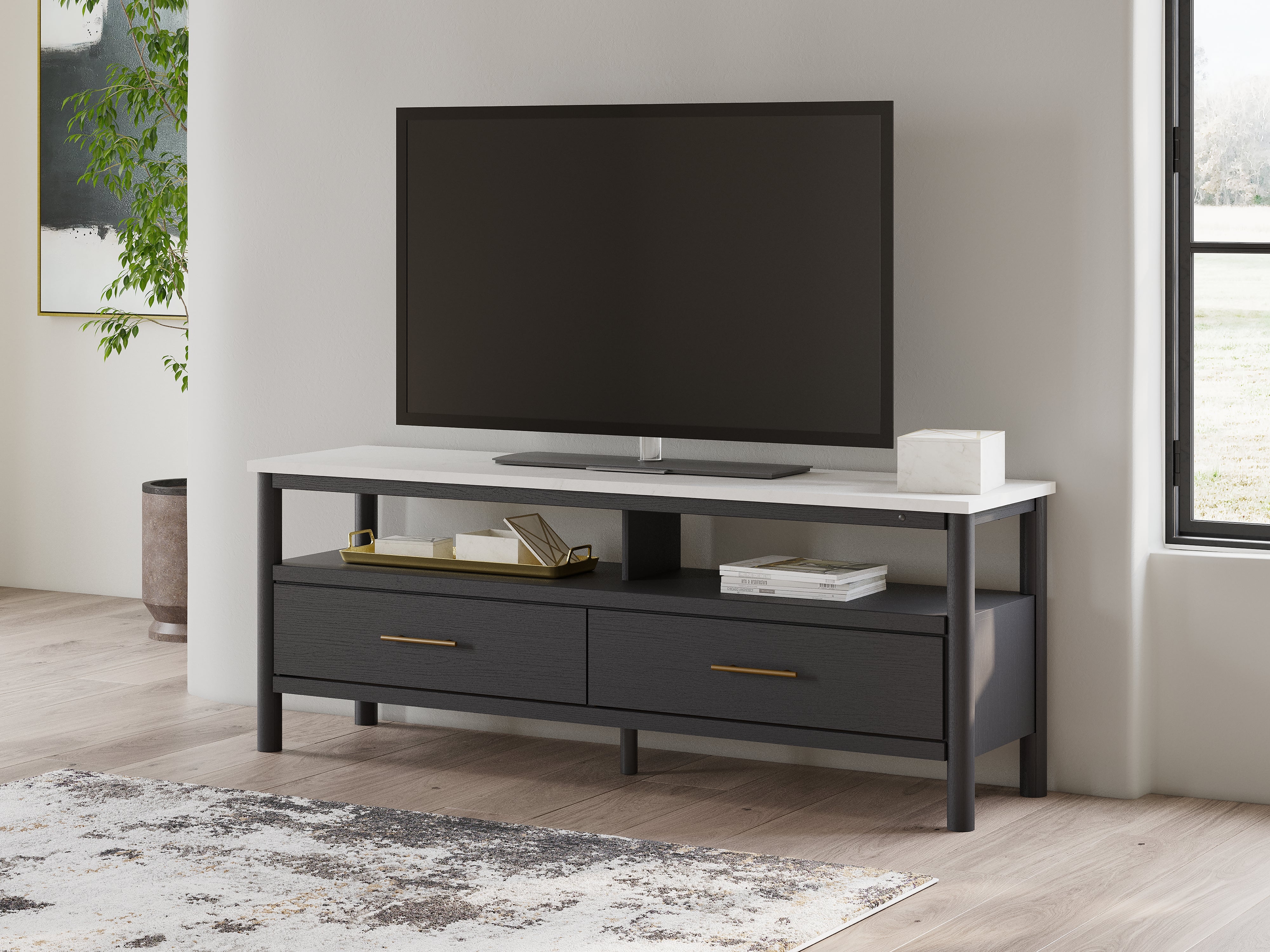 Best Furniture Outlet - Ashley Furniture - Cadmori TV Stand - 72" / Black/White - W2616-68