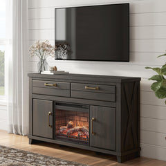 Best Furniture Outlet - Ashley Furniture - Brazen Valley 60" TV Stand with Electric Fireplace - 60" TV Stand with Electric Fireplace - W2648W4