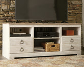Best Furniture Outlet - Ashley Furniture - Willowton TV Stand - 64" / Whitewash - W267-68