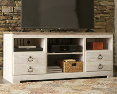 Best Furniture Outlet - Ashley Furniture - Willowton TV Stand - 64" / Whitewash - W267-68
