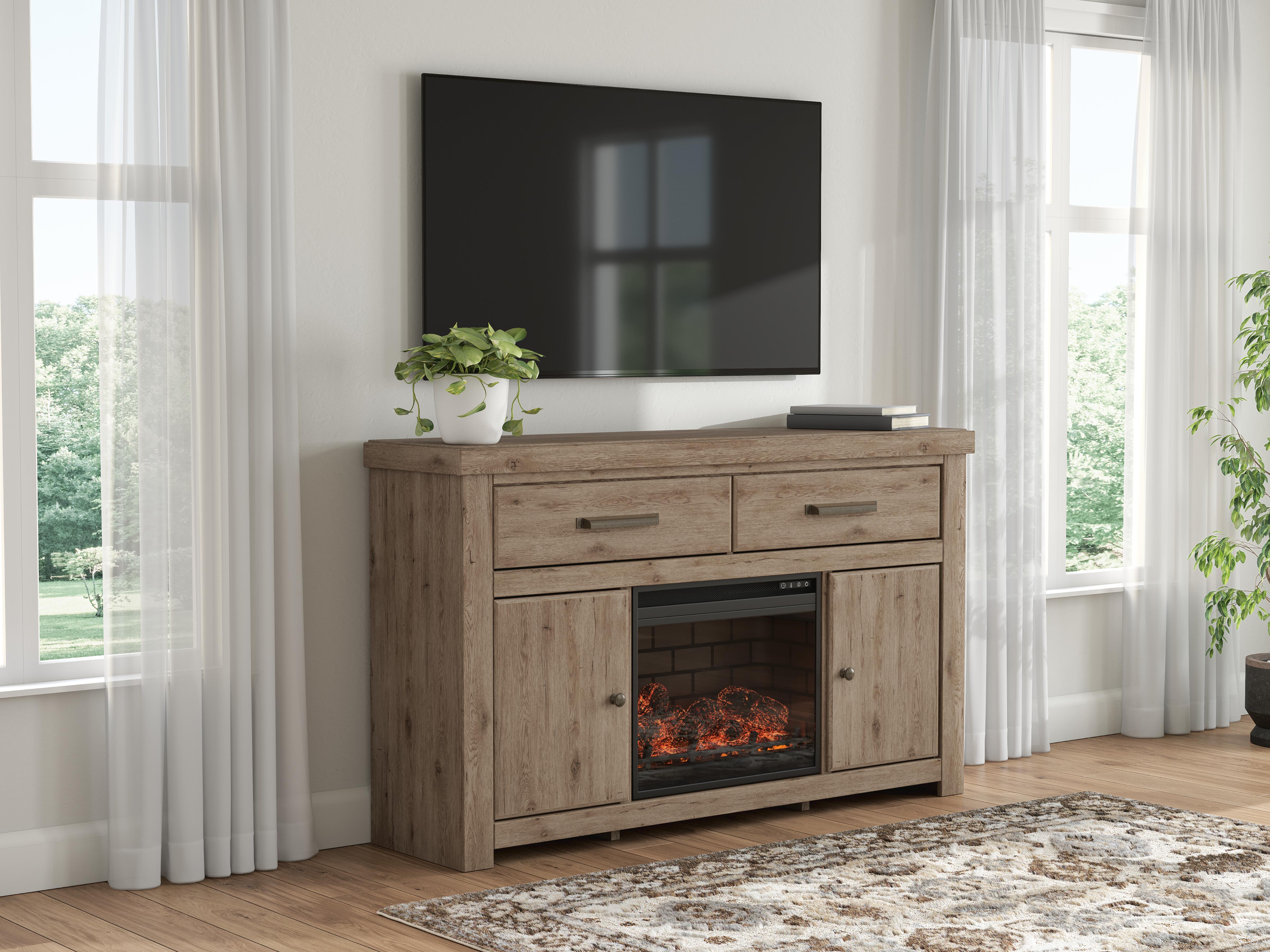 Best Furniture Outlet - Ashley Furniture - Garistyn 62" TV Stand with Electric Fireplace - 62" TV Stand with Electric Fireplace - W2844W1