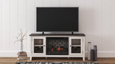Best Furniture Outlet - Ashley Furniture - Dorrinson 60" TV Stand with Electric Fireplace - 60" TV Stand with Electric Fireplace / Two-tone - W287W3