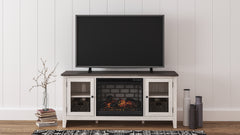Best Furniture Outlet - Ashley Furniture - Dorrinson 60" TV Stand with Electric Fireplace - 60" TV Stand with Electric Fireplace / Two-tone - W287W3