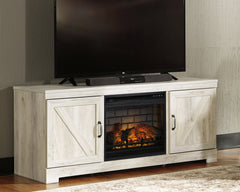 Best Furniture Outlet - Ashley Furniture - Bellaby 63" TV Stand with Electric Fireplace - 63" TV Stand with Electric Fireplace / Whitewash - W331W9
