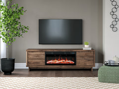 Best Furniture Outlet - Ashley Furniture - Zadilyn 72" TV Stand with Electric Fireplace - 72" TV Stand with Electric Fireplace / Brown - W3367W1