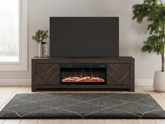 Best Furniture Outlet - Ashley Furniture - Cayboni 71" TV Stand with Electric Fireplace - 71" TV Stand with Electric Fireplace / Black - W3789W1