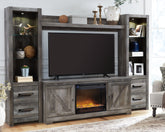 Best Furniture Outlet - Ashley Furniture - Wynnlow 4-Piece Entertainment Center with Electric Fireplace - 4-Piece Entertainment Center with Electric Fireplace / Gray - W440W5