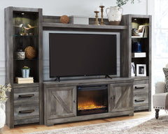 Best Furniture Outlet - Ashley Furniture - Wynnlow 4-Piece Entertainment Center with Electric Fireplace - 4-Piece Entertainment Center with Electric Fireplace / Gray - W440W5
