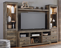 Best Furniture Outlet - Ashley Furniture - Trinell Entertainment Center - 4-Piece Entertainment Center / Brown - W446W2