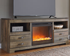 Best Furniture Outlet - Ashley Furniture - Trinell 63" TV Stand with Electric Fireplace - 63" TV Stand with Electric Fireplace / Brown - W446W5