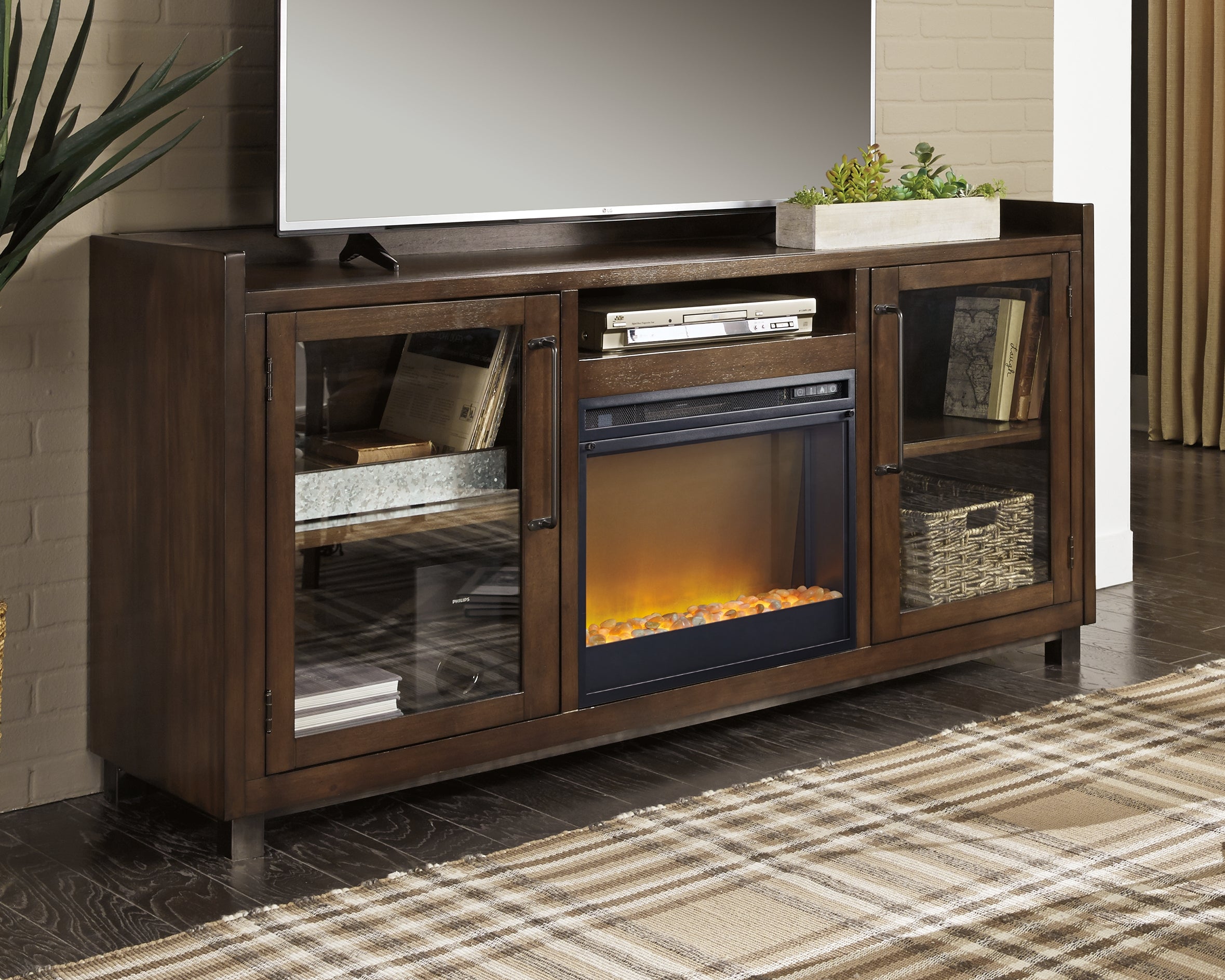 Best Furniture Outlet - Ashley Furniture - Starmore 70" TV Stand with Electric Fireplace - 70" TV Stand with Electric Fireplace / Brown - W633W4