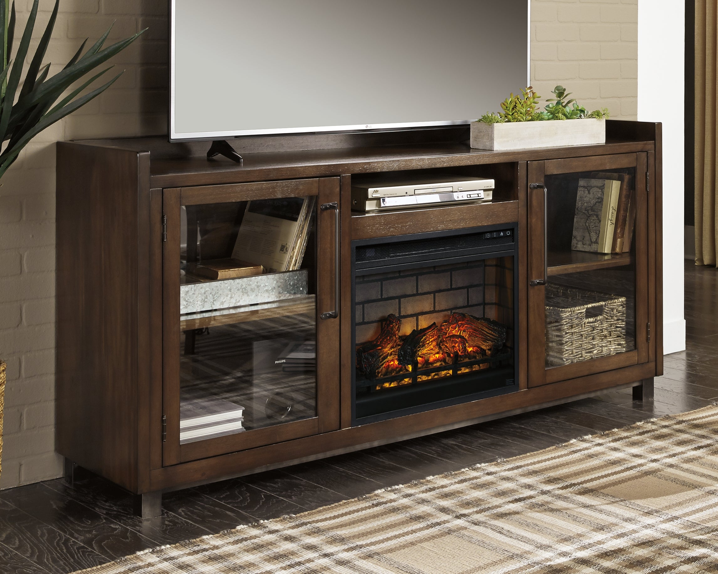 Best Furniture Outlet - Ashley Furniture - Starmore 70" TV Stand with Electric Fireplace - 70" TV Stand with Electric Fireplace / Brown - W633W5