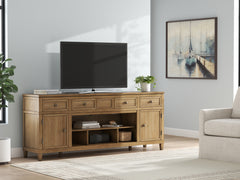 Best Furniture Outlet - Ashley Furniture - Sharlance 81" TV Stand - 81" / Light Brown - W655-68