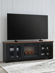 Best Furniture Outlet - Ashley Furniture - Wildenauer 76" TV Stand with Electric Fireplace - 76" TV Stand with Electric Fireplace / Brown/Black - W664W1