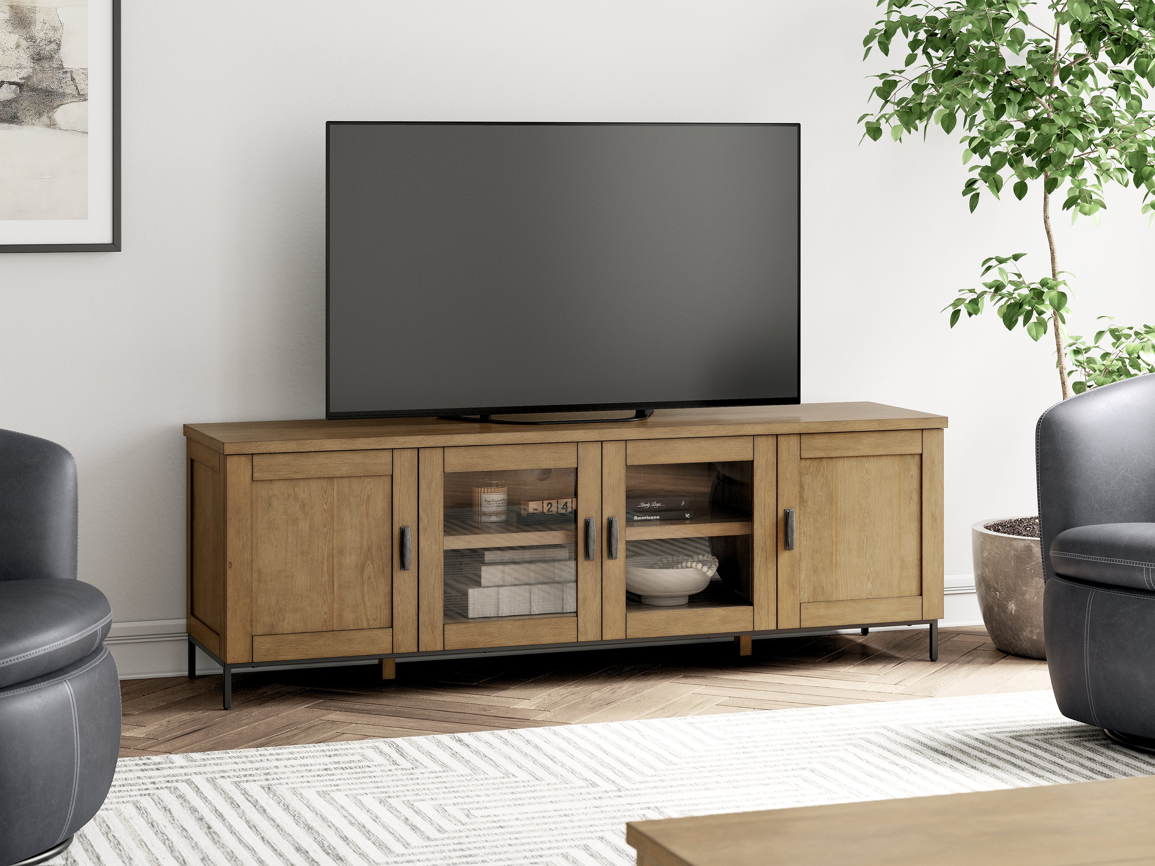 Best Furniture Outlet - Ashley Furniture - Torlanta 72" TV Stand - 72" / Brown - W686-68