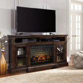 Best Furniture Outlet - Ashley Furniture - Roddinton 72" TV Stand with Electric Fireplace - 72" TV Stand with Electric Fireplace / Dark Brown - W701W8
