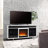 Best Furniture Outlet - Ashley Furniture - Gardoni 72" TV Stand with Electric Fireplace - 72" TV Stand with Electric Fireplace / White/Black - W756W1