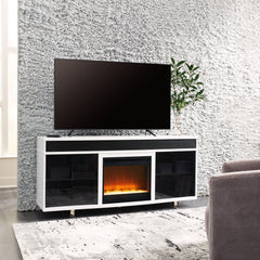 Best Furniture Outlet - Ashley Furniture - Gardoni 72" TV Stand with Electric Fireplace - 72" TV Stand with Electric Fireplace / White/Black - W756W1