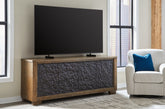 Best Furniture Outlet - Ashley Furniture - Rosswain 80" TV Stand - 80" / Warm Brown - W763-68