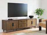 Best Furniture Outlet - Ashley Furniture - Roanhowe 85" TV Stand - 85" / Brown - W769-68