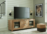Best Furniture Outlet - Ashley Furniture - Rencott 80" TV Stand - 80" / Light Brown - W781-68