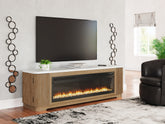 Best Furniture Outlet - Ashley Furniture - Camdill 80" TV Stand with Electric Fireplace - 80" TV Stand with Electric Fireplace / Light Brown - W808W1