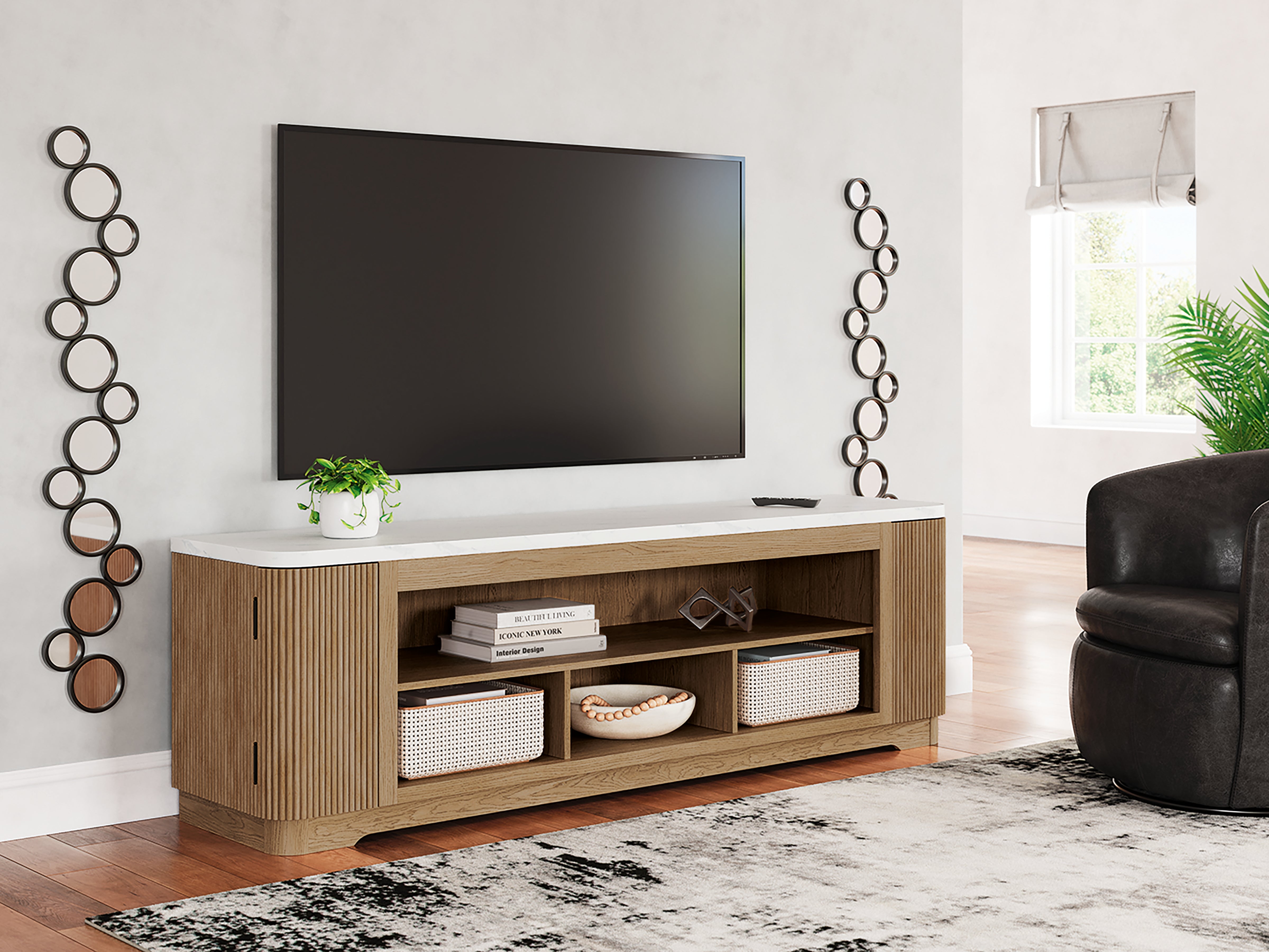Best Furniture Outlet - Ashley Furniture - Camdill 80" TV Stand - 80" / Light Brown - W808-68