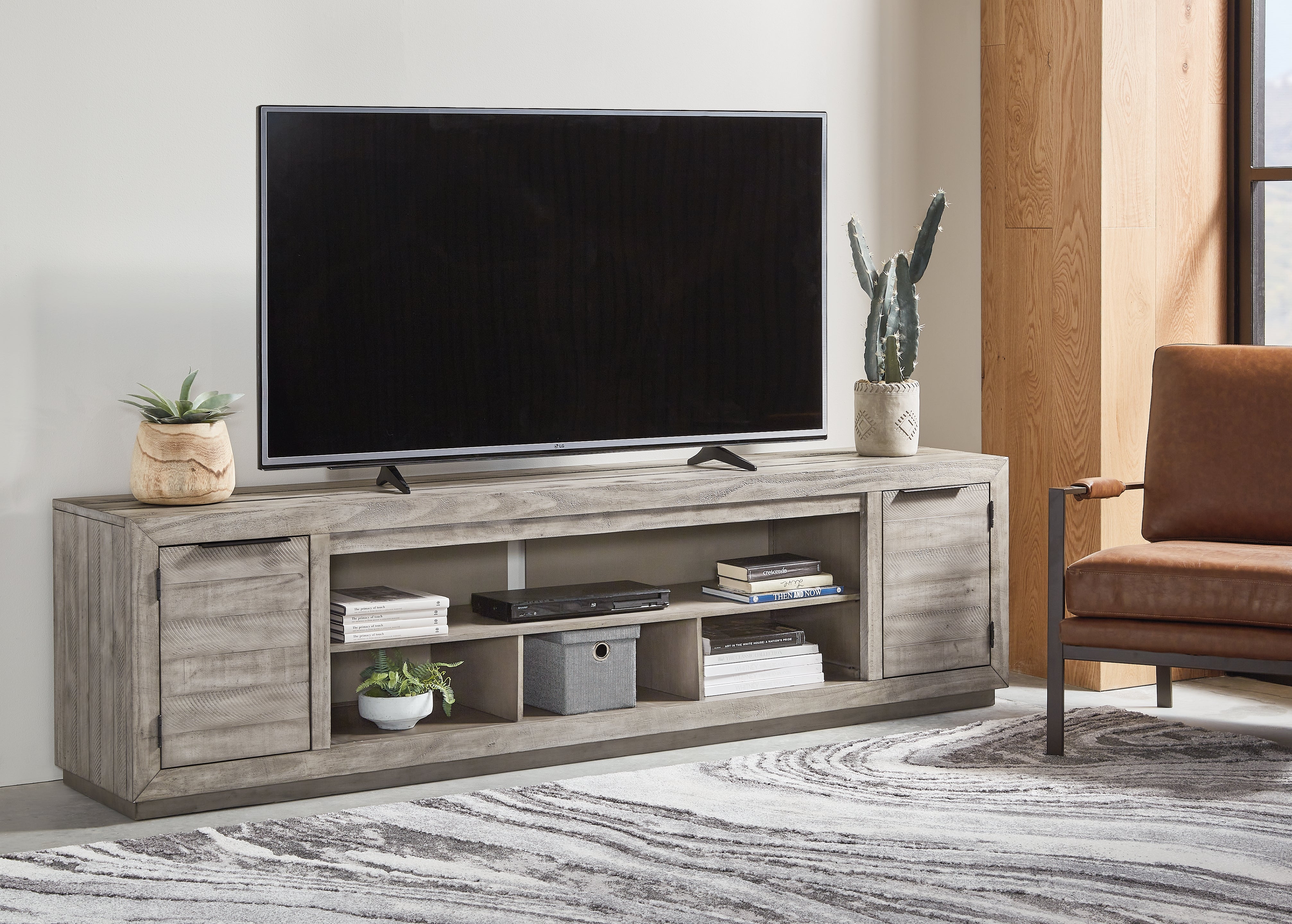 Best Furniture Outlet - Ashley Furniture - Naydell 92" TV Stand - 92" / Gray - W996-78