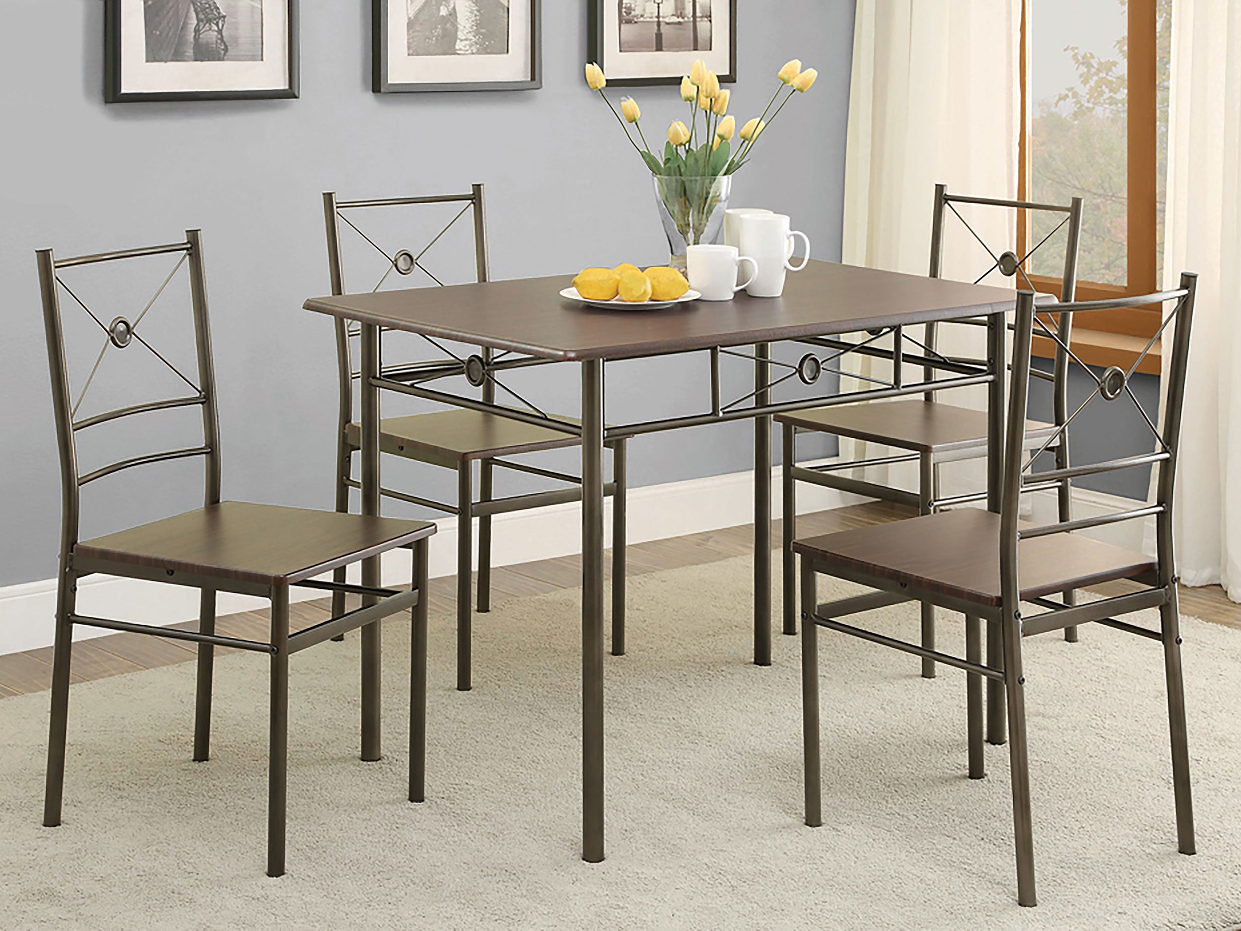 Best Furniture Outlet - Coaster - Anna 5-piece Rectangular Dining Table Set Dark Bronze - 100033