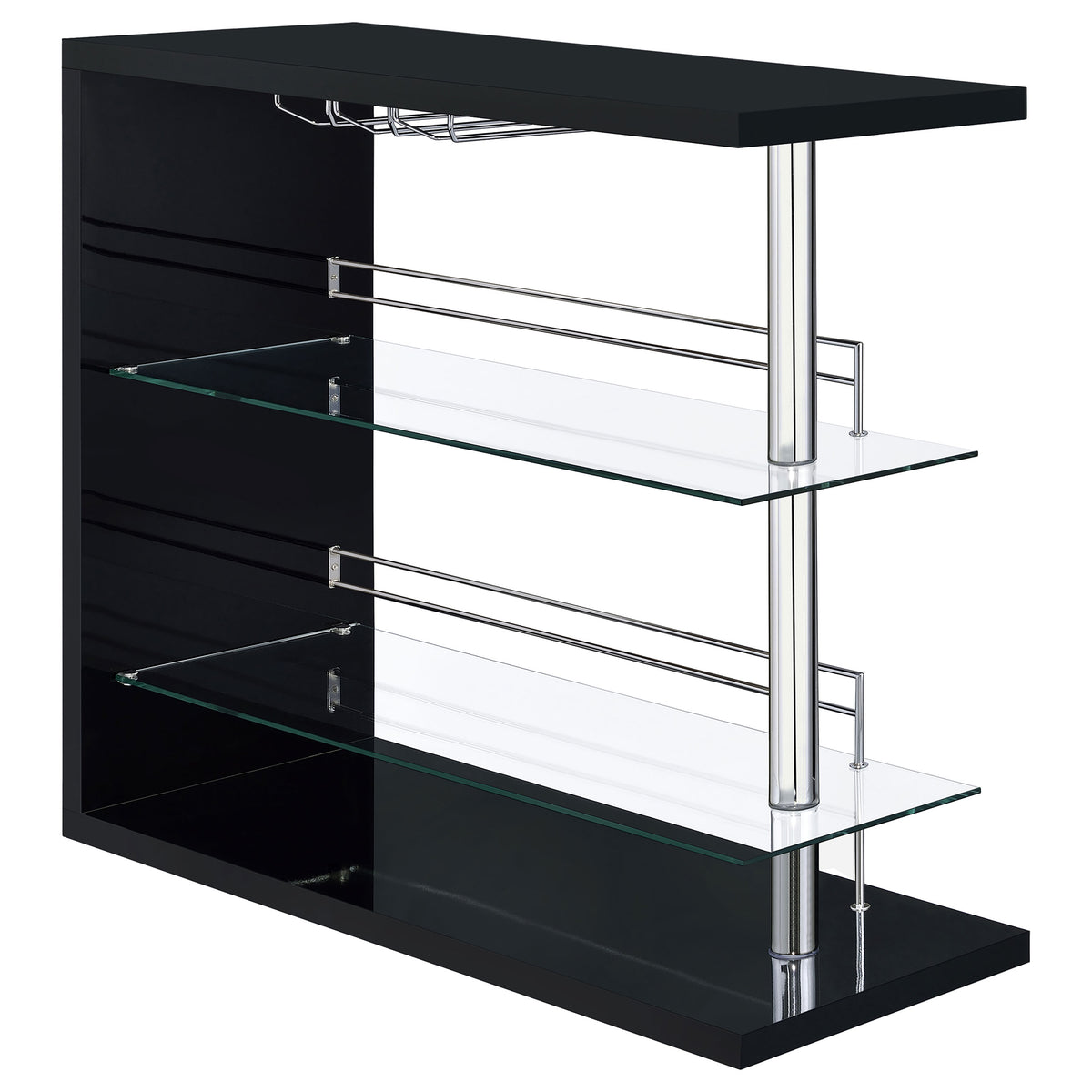 Best Furniture Outlet - Coaster - Prescott Rectangular Home Wine Table Black High Gloss - 100165