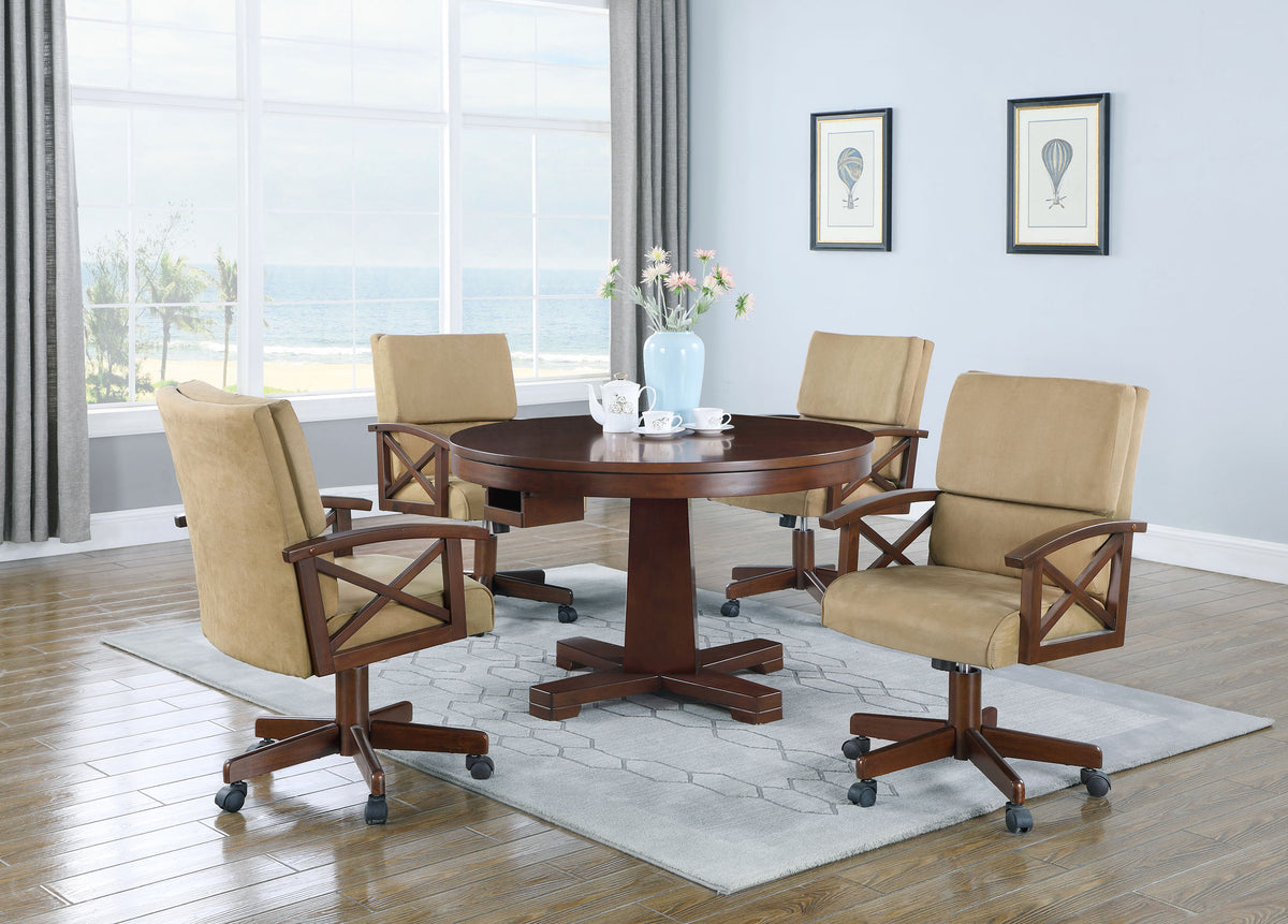 Best Furniture Outlet - Coaster - Marietta 5-piece 3-in-1 Dining and Game Table Set Tobacco - 100171-S5
