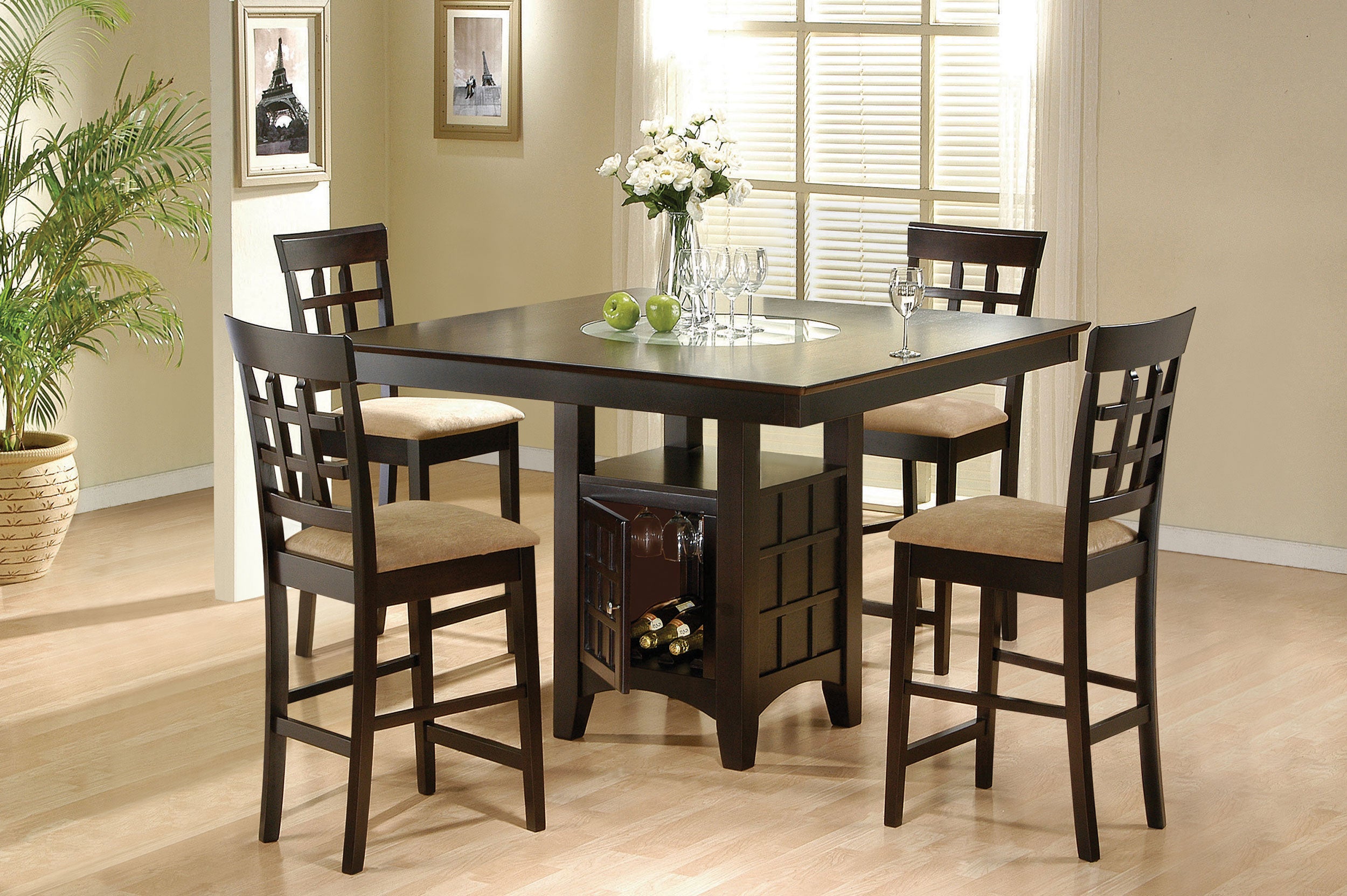 Best Furniture Outlet - Coaster - Gabriel 5-piece Square Counter Height Dining Set Cappuccino - 100438-S5