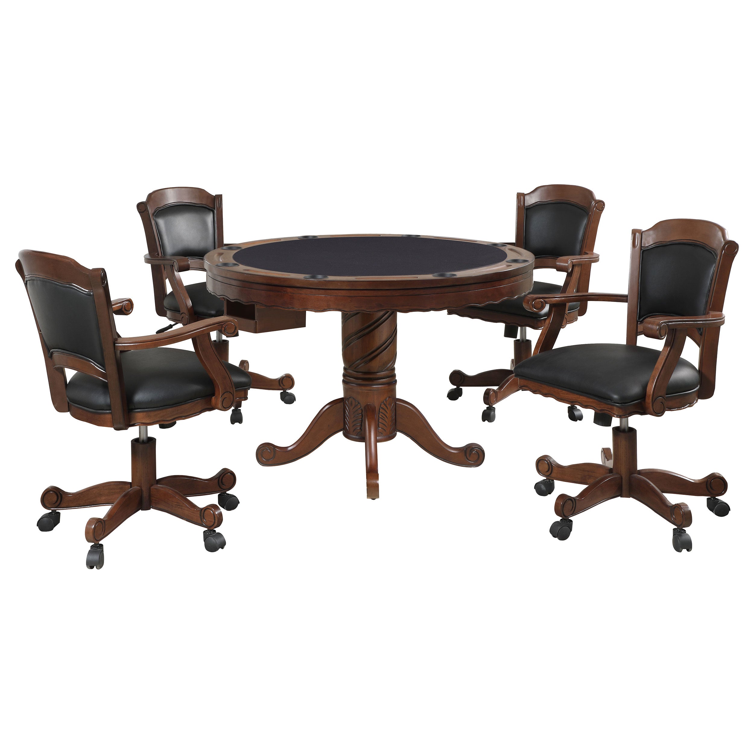 Turk 5-piece 3-in-1 Dining and Game Table Set Tobacco