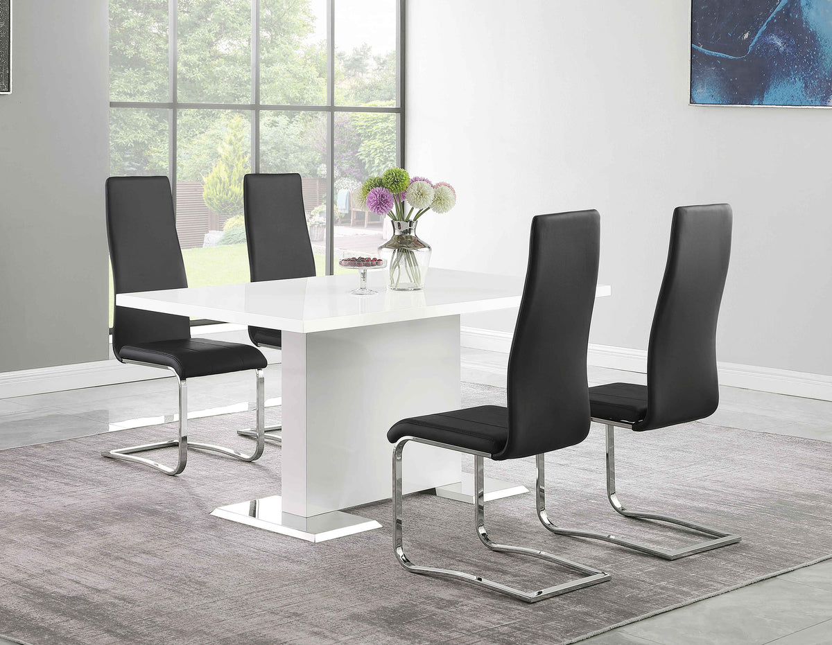 Best Furniture Outlet - Coaster - Anges 5-piece Dining Table Set White High Gloss and Black - 102310-S5K